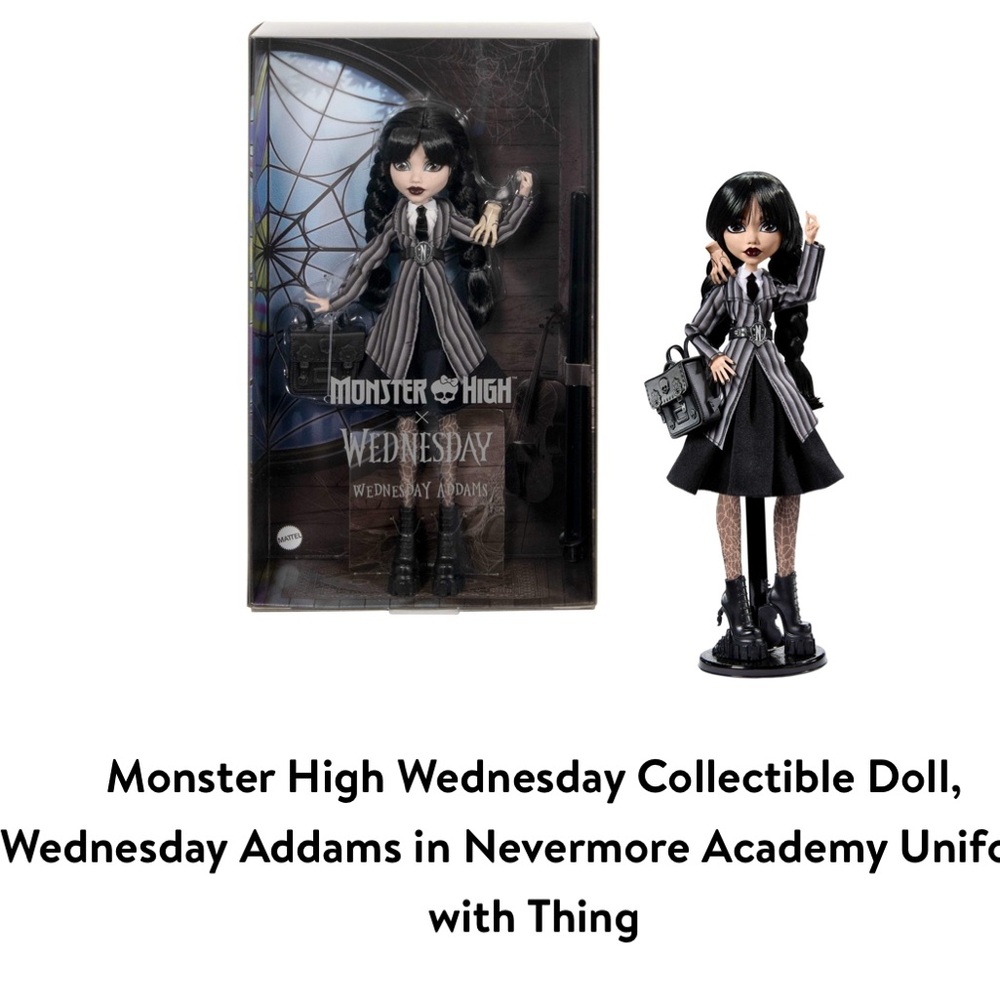 Monster High Wednesday Doll with Black and White Outfit